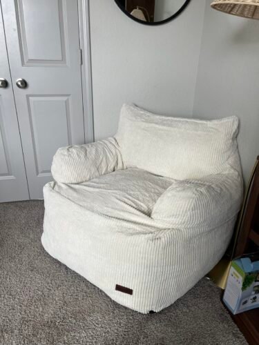 MAXYOYO Giant Bean Bag Chair With Pillow,Fuzzy Fabric Fluffy And Comfy Bean Bag Sofa Large Bean Bag Chair Adult Size With Filler For Reading, Gaming photo review